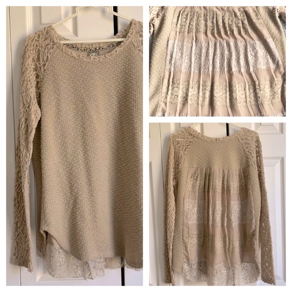 Anthropologie One September Raglan Lace Sweater - Picture 1 of 9